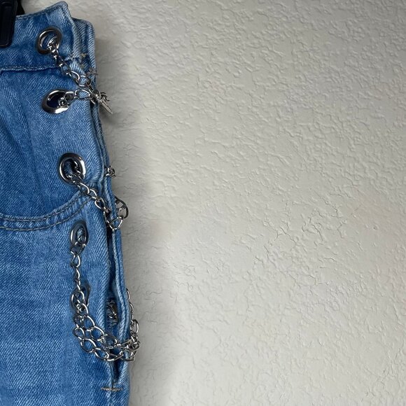 Eyelet Chain Boyfriend Denim High Rise 4 Pocket Jeans 6/8 Sz 29 Feminine Sexy - Picture 7 of 12